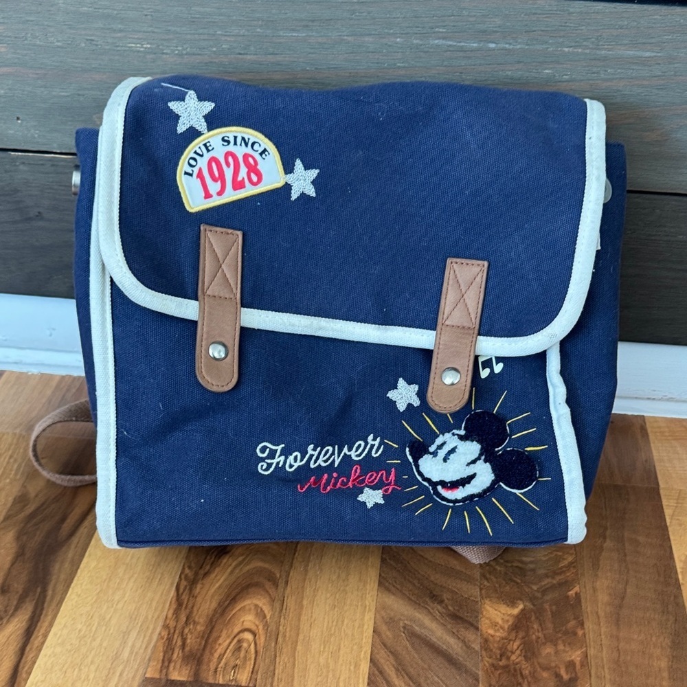 Vintage Disney Navy and Brown Mickey Mouse Backpack